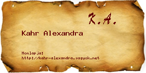 Kahr Alexandra névjegykártya
